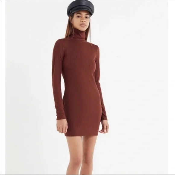 urban outfitters ribbed dress UO Ribbed Knit Square-Neck Midi Dress
